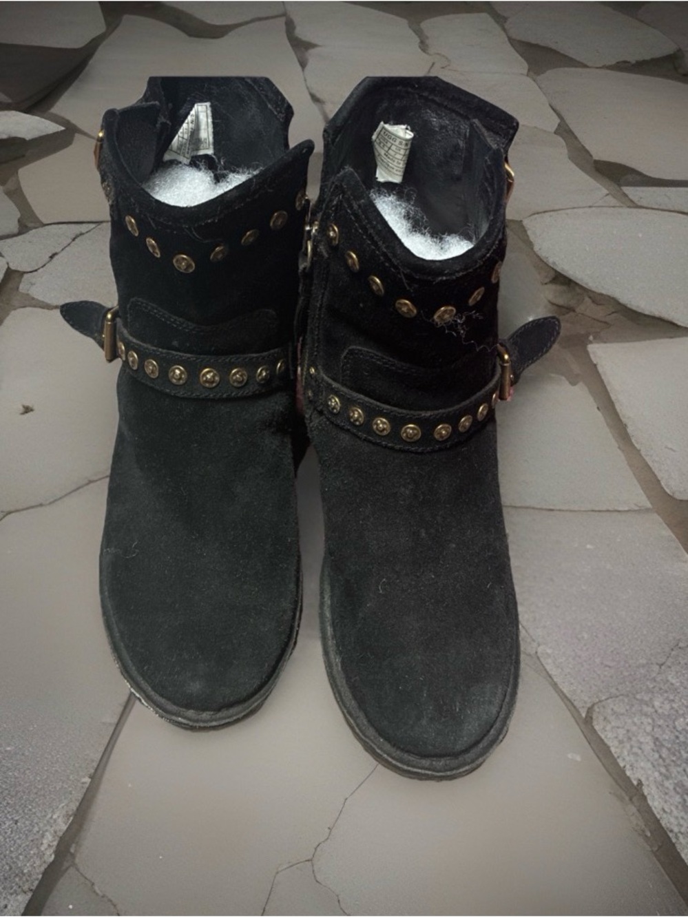 UGG Black Suede Studded Ankle Booties